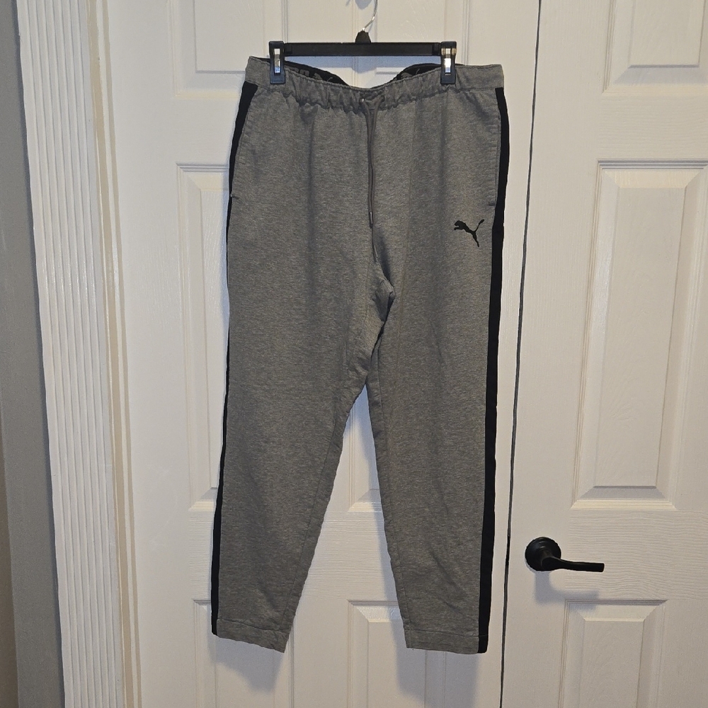 Puma Men's Gray Joggers with Black Accents